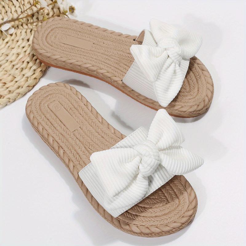 Women's Bowknot Decor Slide Sandals Comfortable Open Toe Slip On Shoes