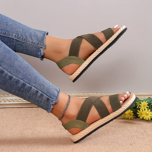 Women's Cross Strap Flat Sandals Casual Beach Sandals
