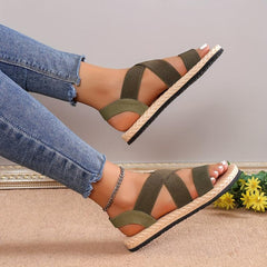 Women's Cross Strap Flat Sandals Casual Beach Sandals