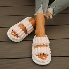Women's Double Straps Soft Slippers Solid Slip On Comfy Shoes Casual & Bedroom
