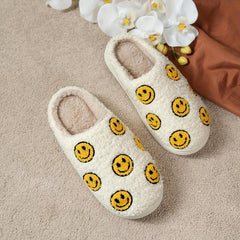Women's Smile Face Slippers Warm Cozy Plush Shoes