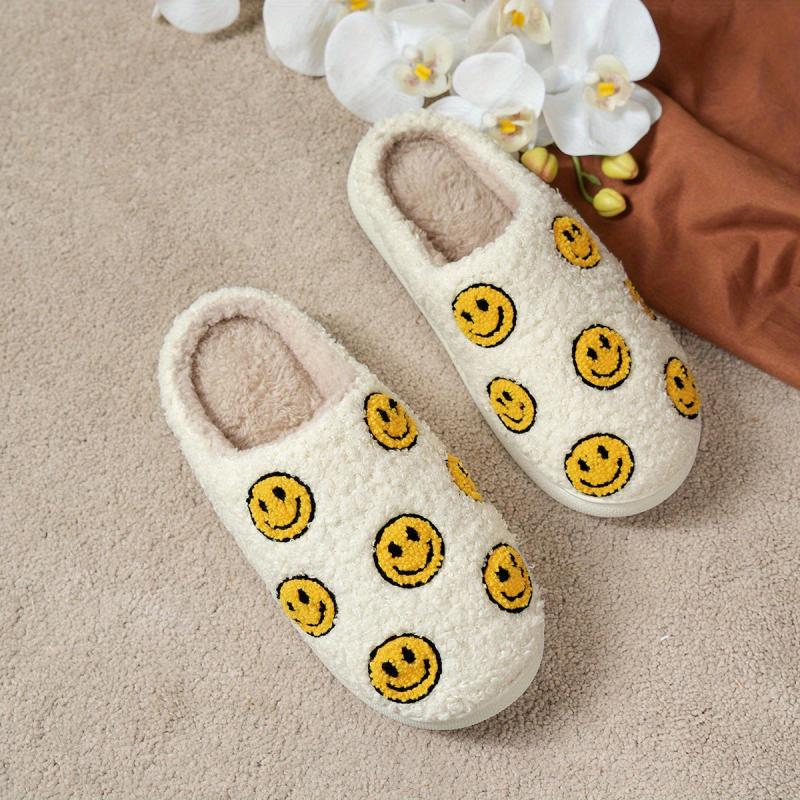 Women's Smile Face Slippers Warm Cozy Plush Shoes