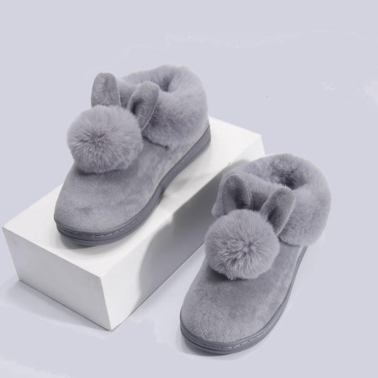 Rabbit Plush Slippers for Women Indoor Shoes