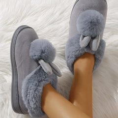 Rabbit Plush Slippers for Women Indoor Shoes