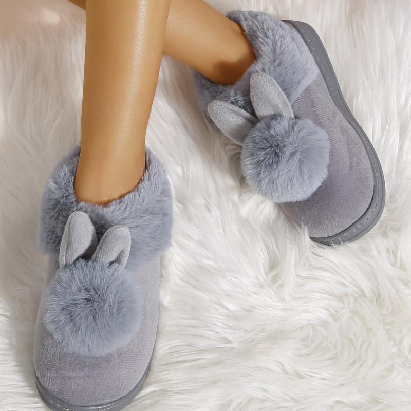 Rabbit Plush Slippers for Women Indoor Shoes