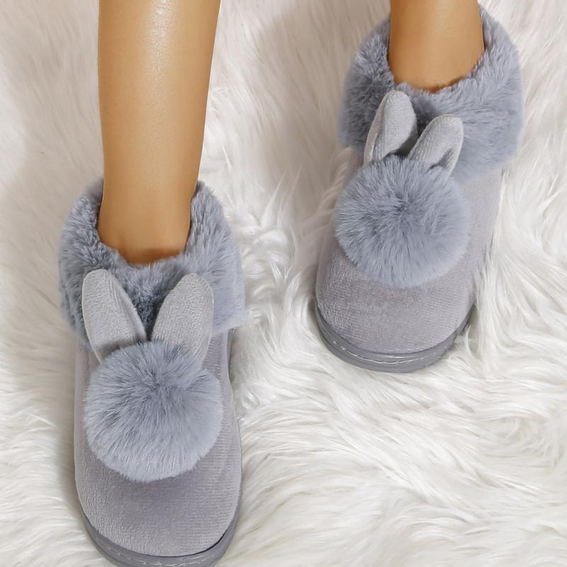 Rabbit Plush Slippers for Women Indoor Shoes