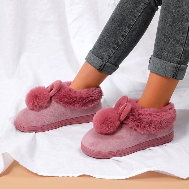 Rabbit Plush Slippers for Women Indoor Shoes