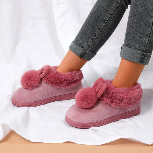 Rabbit Plush Slippers for Women Indoor Shoes