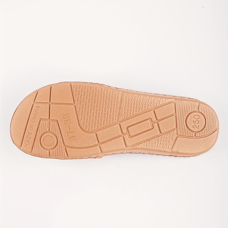 Women's Colorblock Flat Sandals Slip On Open Toe Non slip Linen Sole Slides