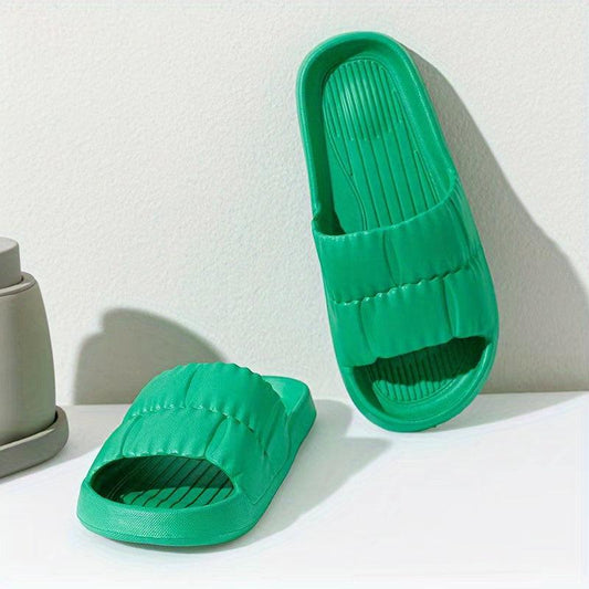 Women's Lightweight Solid Slides Open Toe Slip On Shoes