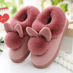 Women's Bunny Ankle High House Shoes Warm Plush Lined Indoor Shoes