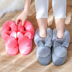 Women's Bunny Ankle High House Shoes Warm Plush Lined Indoor Shoes