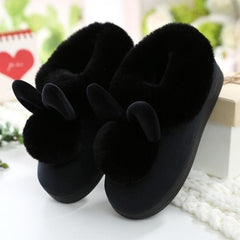 Women's Bunny Ankle High House Shoes Warm Plush Lined Indoor Shoes