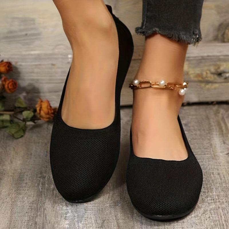 Women's Knitted Ballet Flats Soft Sole Non Slip Shoes