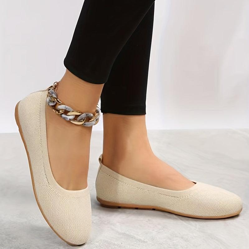 Women's Knitted Ballet Flats Soft Sole Non Slip Shoes