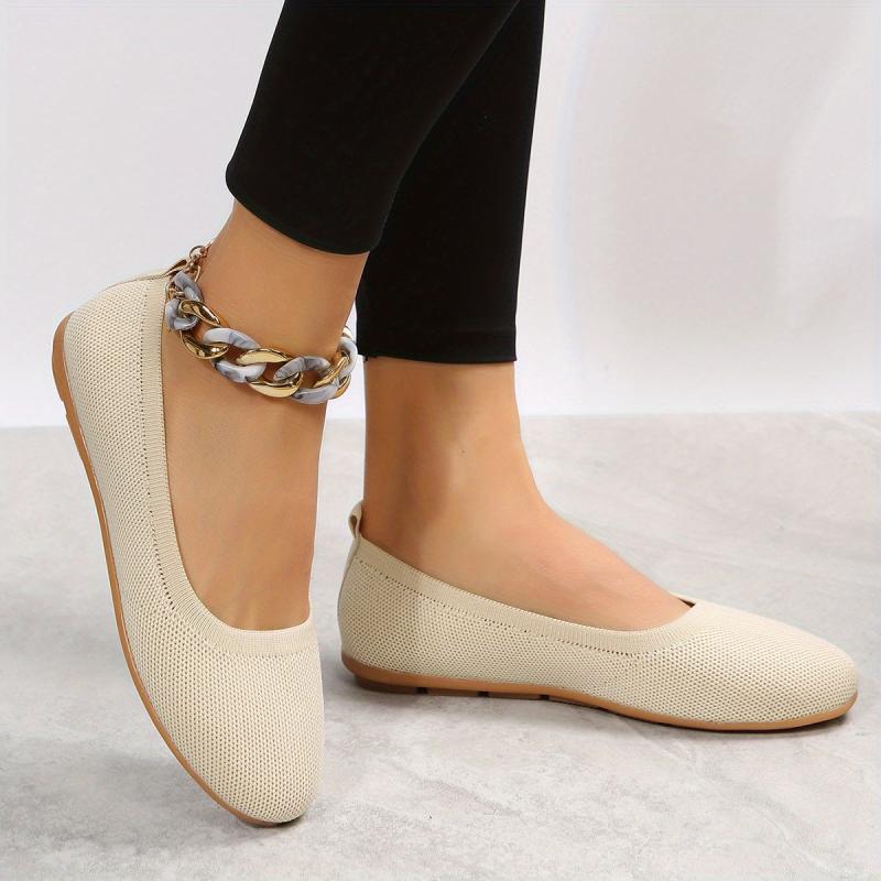 Women's Knitted Ballet Flats Soft Sole Non Slip Shoes