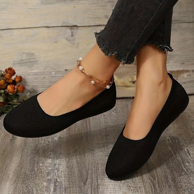 Women's Knitted Ballet Flats Soft Sole Non Slip Shoes