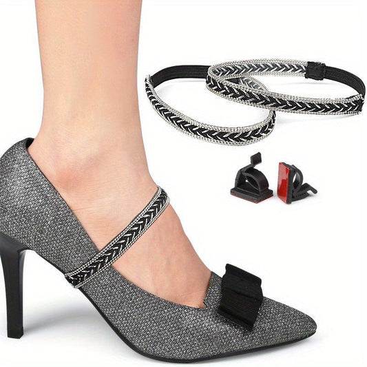 2pcs Rhinestone Elastic Band Shoe Strap Crystal Shoelace High Heel Strap