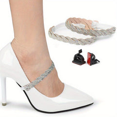2pcs Rhinestone Elastic Band Shoe Strap Crystal Shoelace High Heel Strap