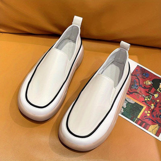 Women's Flat Loafers Soft Sole Slip On Shoes PU Leather Walking Flats