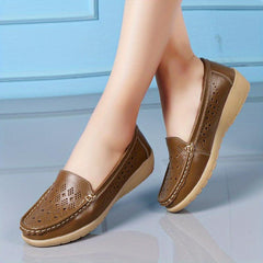 Women's Wedge Heeled Loafers Slip on Casual Shoes