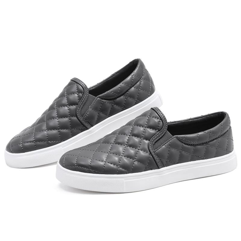 Women's Quilted Flat Loafers Casual Slip On Shoes