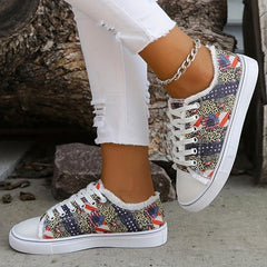 Women's Star & Striped Canvas Shoes Lace Up Sneakers