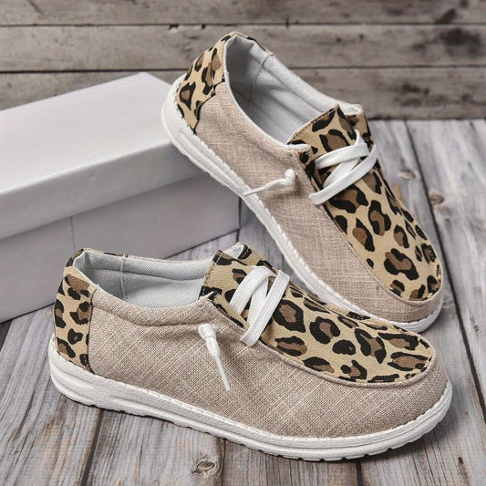 Women's Casual Flat Loafers Canvas Lightweight Lace Up Slip On Shoes