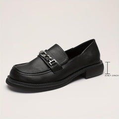 Women's Chain Decor Loafers Thick Sole Slip On Casual & Preppy Shoes