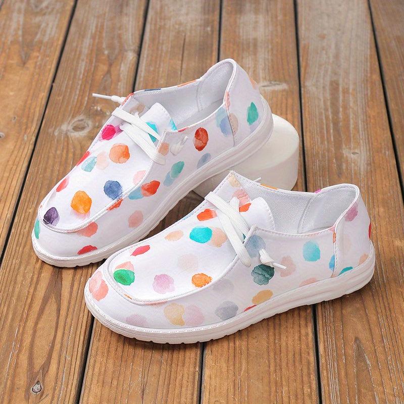 Women's Colorful Canvas Lace Up Sneakers Lightweight Walking Shoes