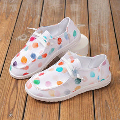Women's Colorful Canvas Lace Up Sneakers Lightweight Walking Shoes