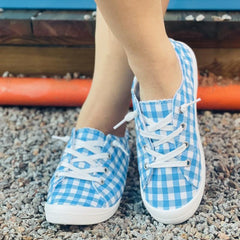 Plaid Canvas Shoes Women's Lace Up Lightweight Outdoor Casual Shoes
