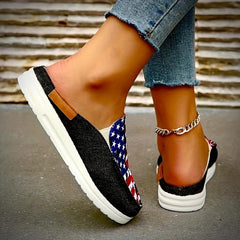 Women's Flag Pattern Slip On Flat Shoes Lightweight Casual Outdoor Shoes