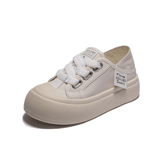 Women's Big Toe Canvas Shoes Casual Lace Up Outdoor Platform Shoes