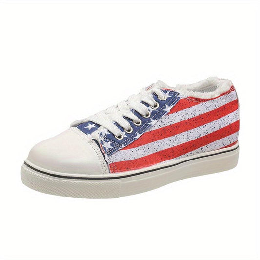 Star Pattern Canvas Shoes Women's Casual Lace Up Flat Outdoor Shoes