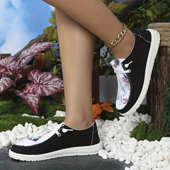 Women's Printed Canvas Shoes Comfy Lace Up Low Top Walking Sneakers