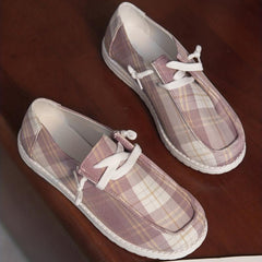 Women's Plaid Canvas Shoes Casual Sneakers Lace Up Outdoor All Match