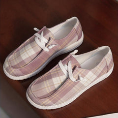 Women's Plaid Canvas Shoes Casual Sneakers Lace Up Outdoor All Match