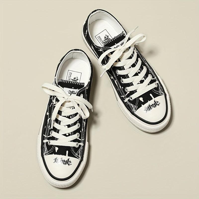 Women's Flat Canvas Lace Up Shoes Low Top Comfortable Casual Walking Shoes