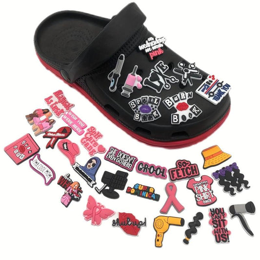 33pcs Pink Girls Theme Pvc Decorative Buckle For Shoes