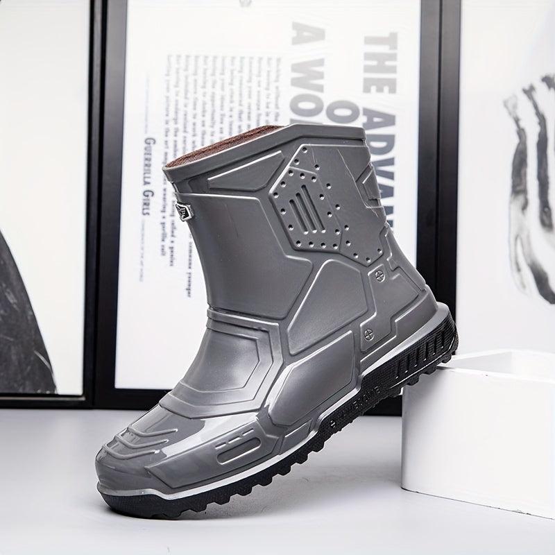 Women's Gray Rain Boots Anti-skid Waterproof Slip On Shoes