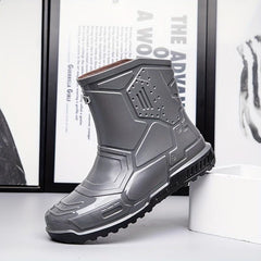 Women's Gray Rain Boots Anti-skid Waterproof Slip On Shoes
