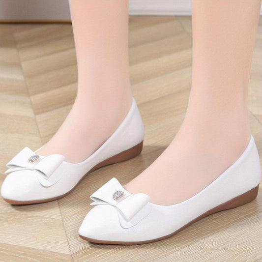 Women's Bowknot Point Toe Flat Shoes Lightweight Faux Leather Shoes