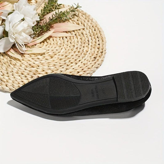 Women's Satin Ballet Flats Pointed Toe Soft Sole Slip On Shoes