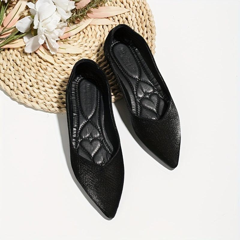 Women's Satin Ballet Flats Pointed Toe Soft Sole Slip On Shoes
