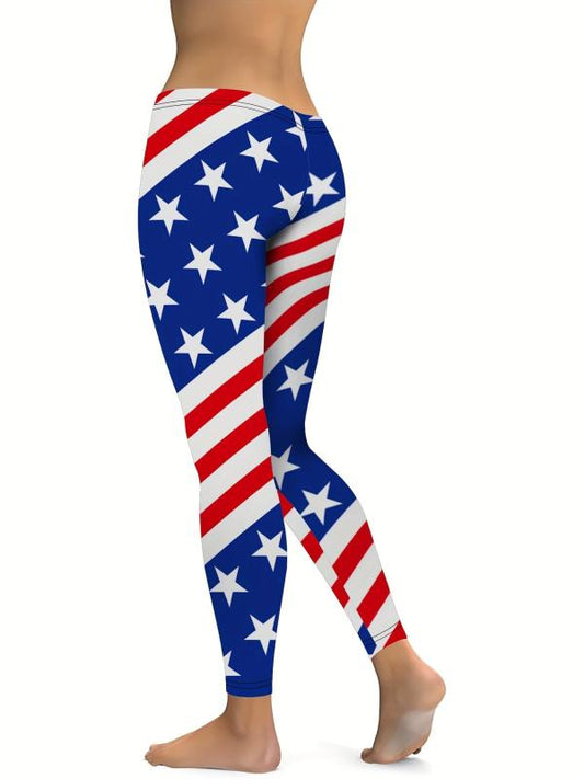 Women's American Flag Star & Striped Leggings for Yoga