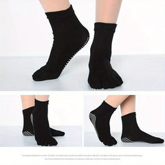 Five Toe Split Non Slip Silicone Grip Socks Yoga Workout Fitness