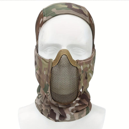 Tactical Full Face Balaclava Cap Metal Mesh Mask for Airsoft Paintball