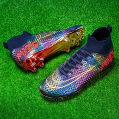 Kids Teenagers Unisex AG Cleat Football Boots Anti-skid Breathable Lace Up Shoes