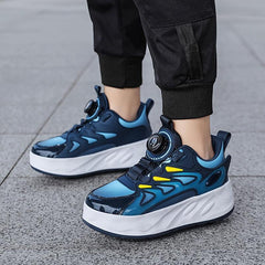 Boy's Roller Shoes Rotating Buckle Skate Sneakers Kids Teen Outdoor